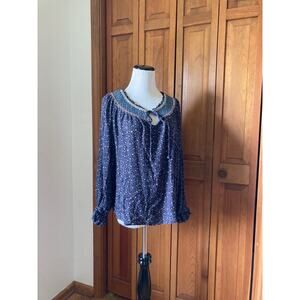 Knox Rose Blue Peasant Blouse, Size L